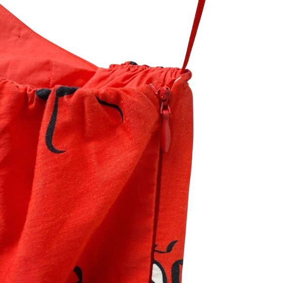 Ladybug Dress Small Tomato Red Cotton One Shoulder Sash Mini by We__Are - Picture 13 of 14